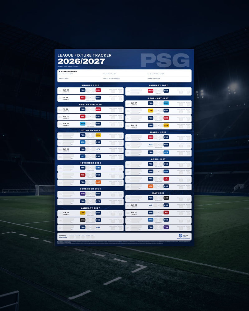 Ligue 1 fixture wallchart