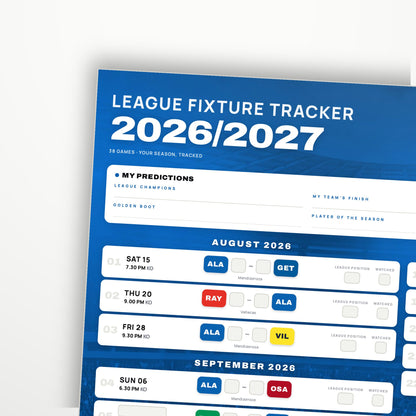 La Liga Fixture Wallchart 2026/27