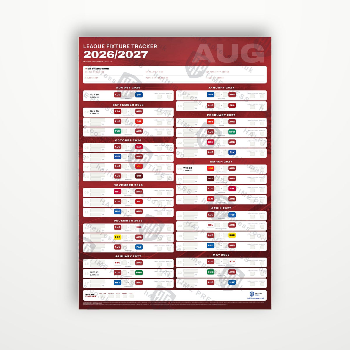 Bundesliga Fixture Wallchart 2026/27