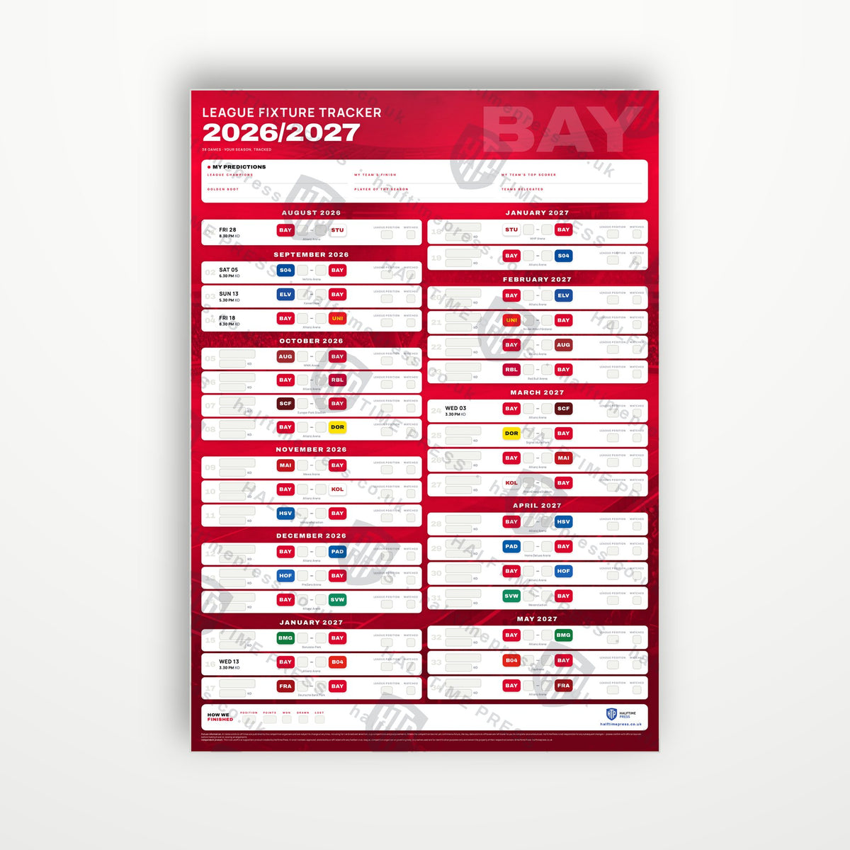 Bundesliga Fixture Wallchart 2026/27
