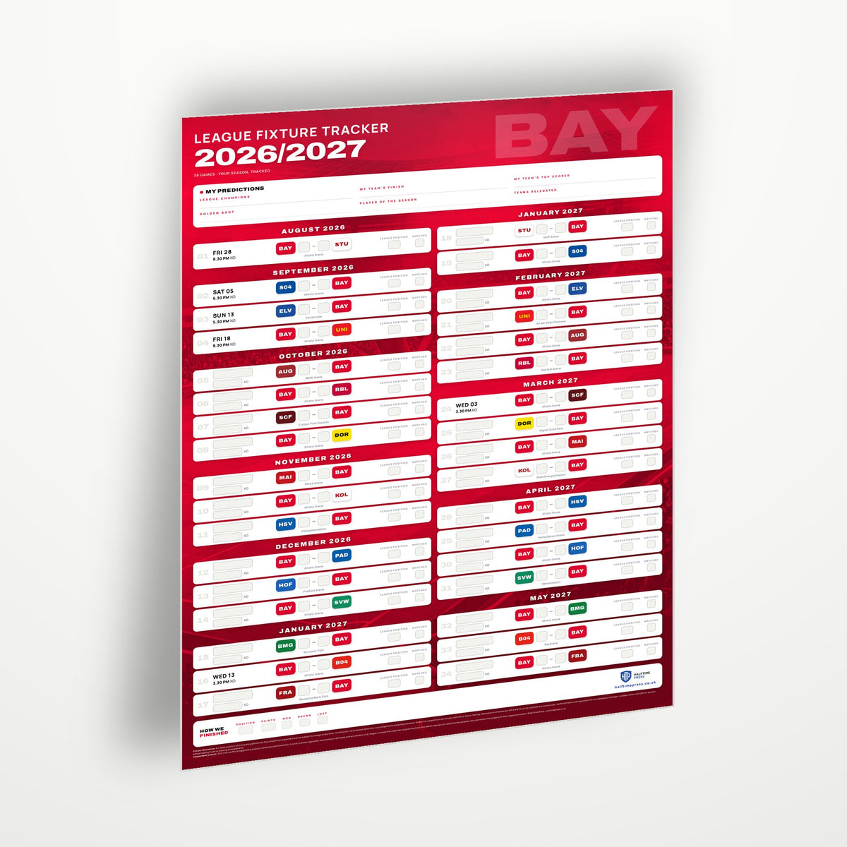 Bundesliga Fixture Wallchart 2026/27
