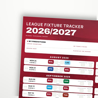 Serie A Fixture Wallchart 2026/27