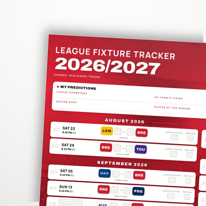 Ligue 1 Fixture Wallchart 2026/27