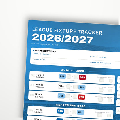 La Liga Fixture Wallchart 2026/27