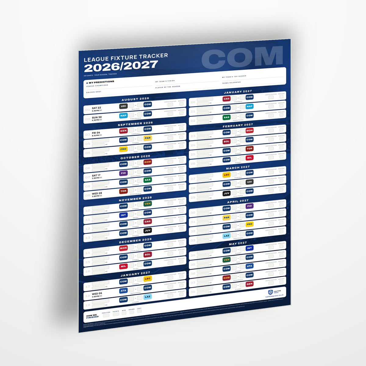 Serie A Fixture Wallchart 2026/27
