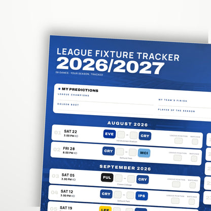 Premier League Fixture Wallchart 2026/27