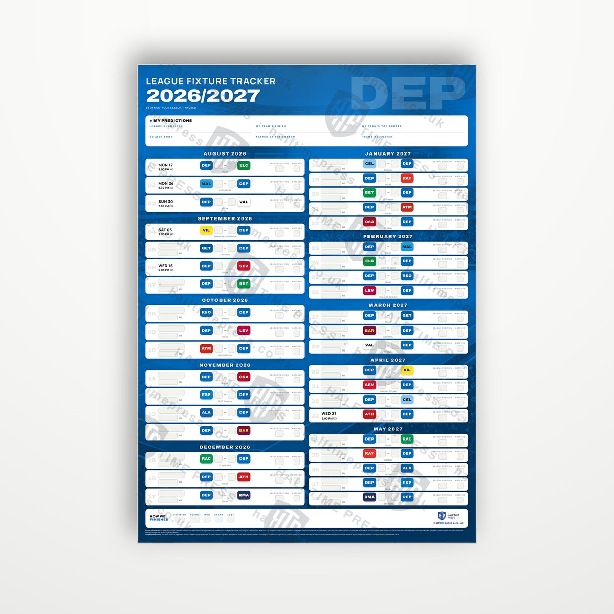 La Liga Fixture Wallchart 2026/27