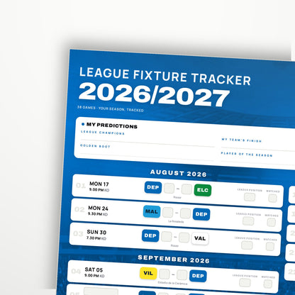 La Liga Fixture Wallchart 2026/27
