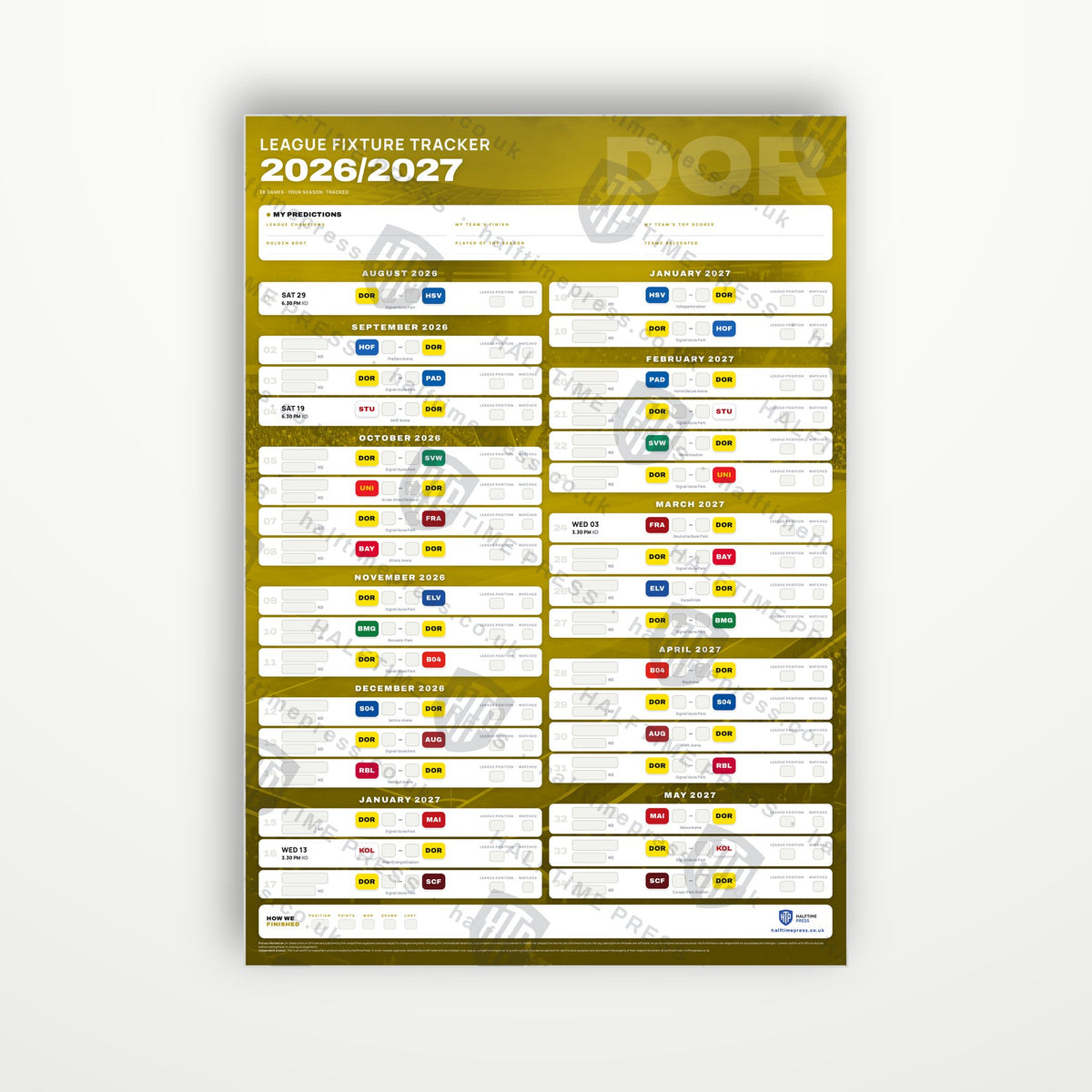Bundesliga Fixture Wallchart 2026/27