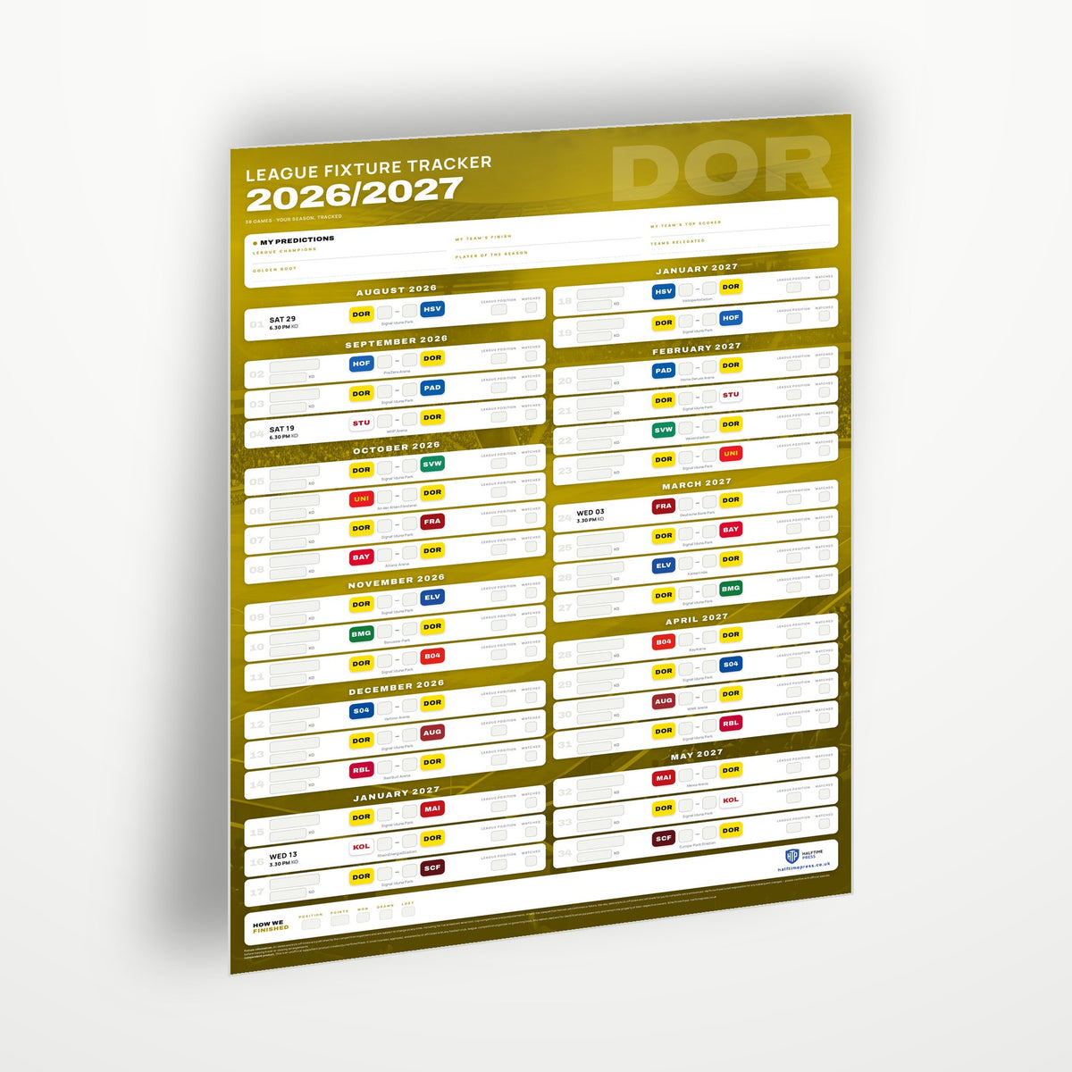 Bundesliga Fixture Wallchart 2026/27