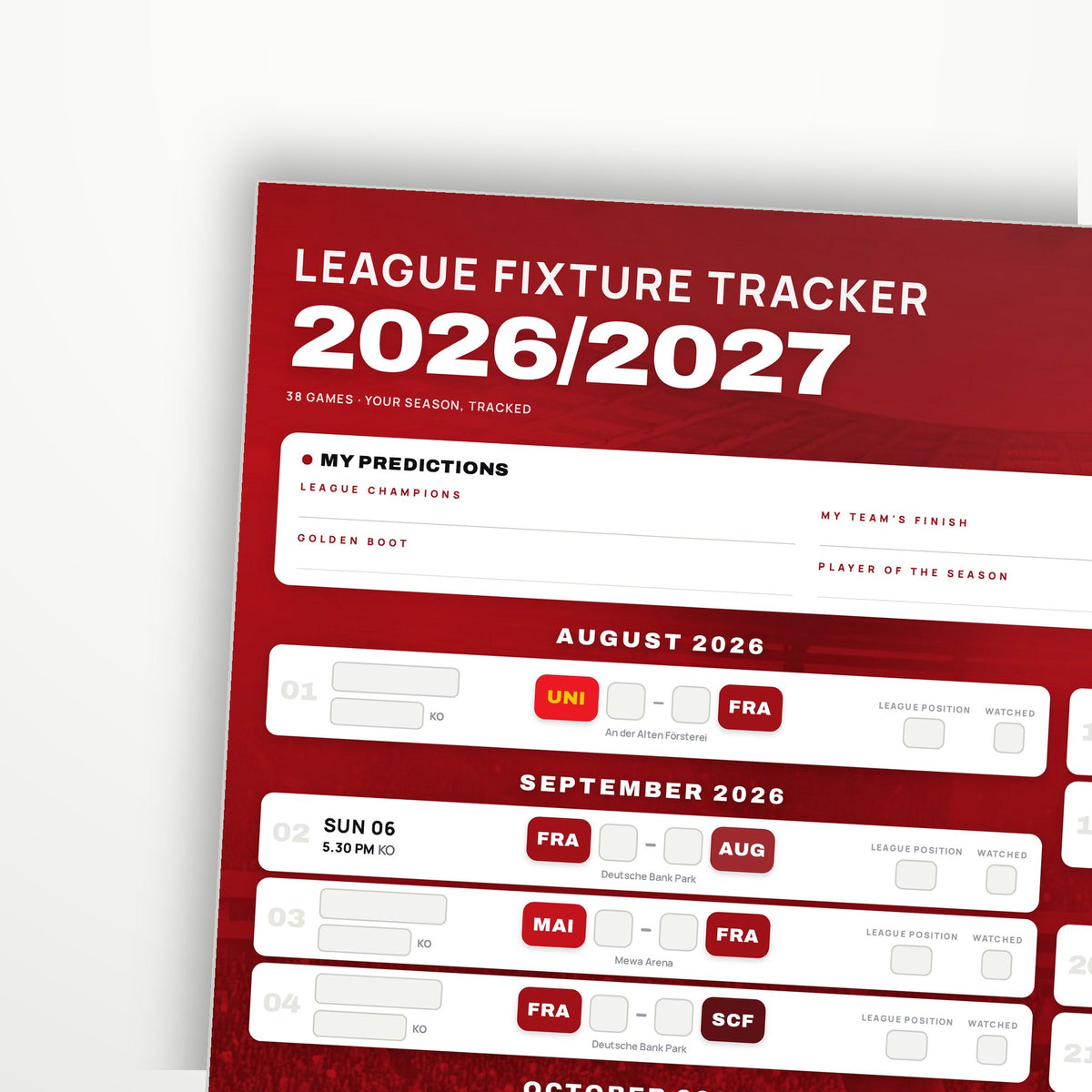 Bundesliga Fixture Wallchart 2026/27