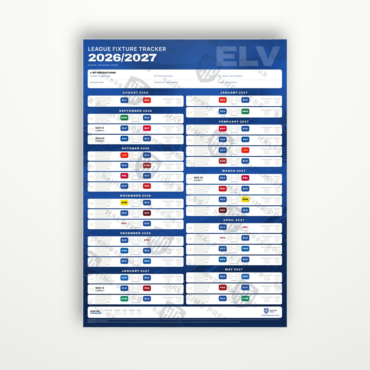 Bundesliga Fixture Wallchart 2026/27