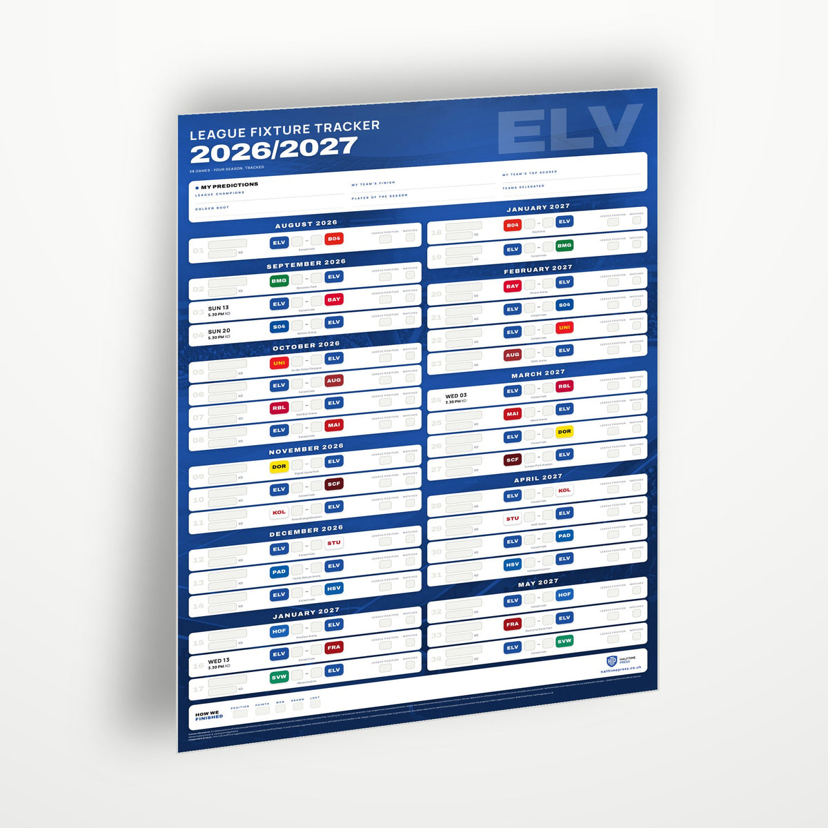Bundesliga Fixture Wallchart 2026/27