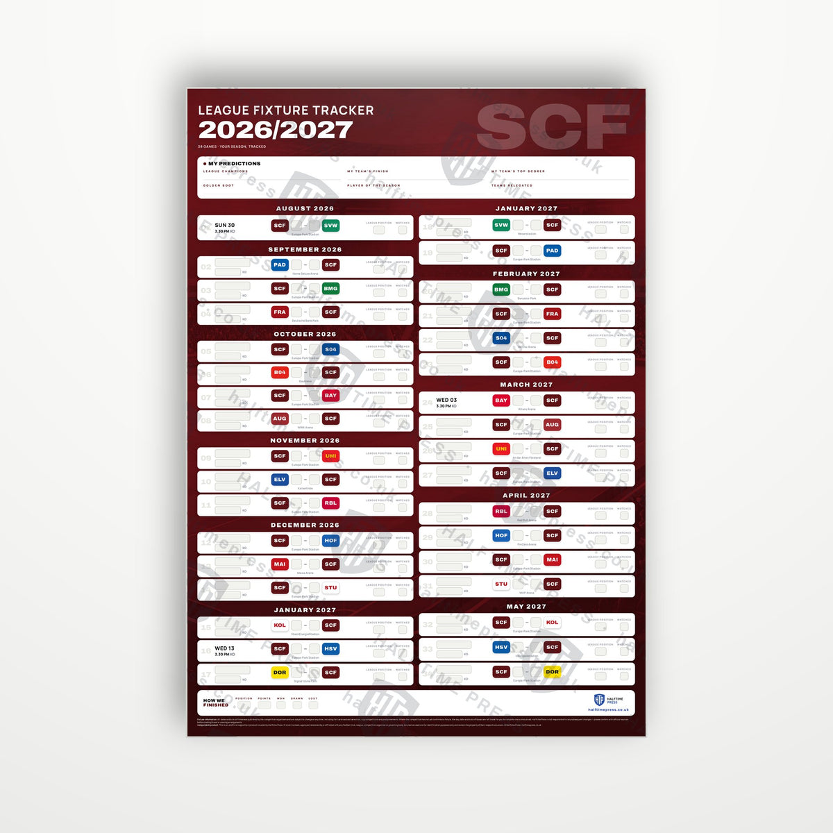 Bundesliga Fixture Wallchart 2026/27