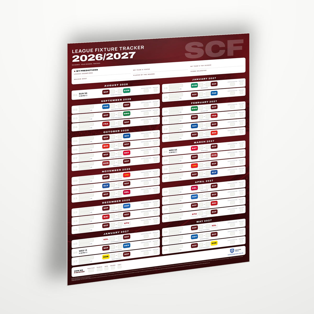 Bundesliga Fixture Wallchart 2026/27