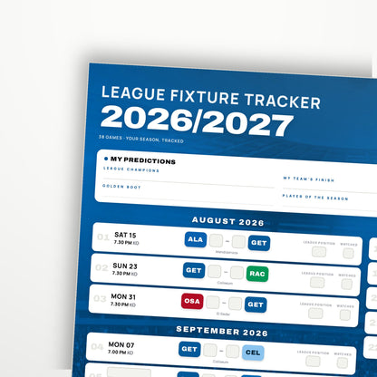 La Liga Fixture Wallchart 2026/27