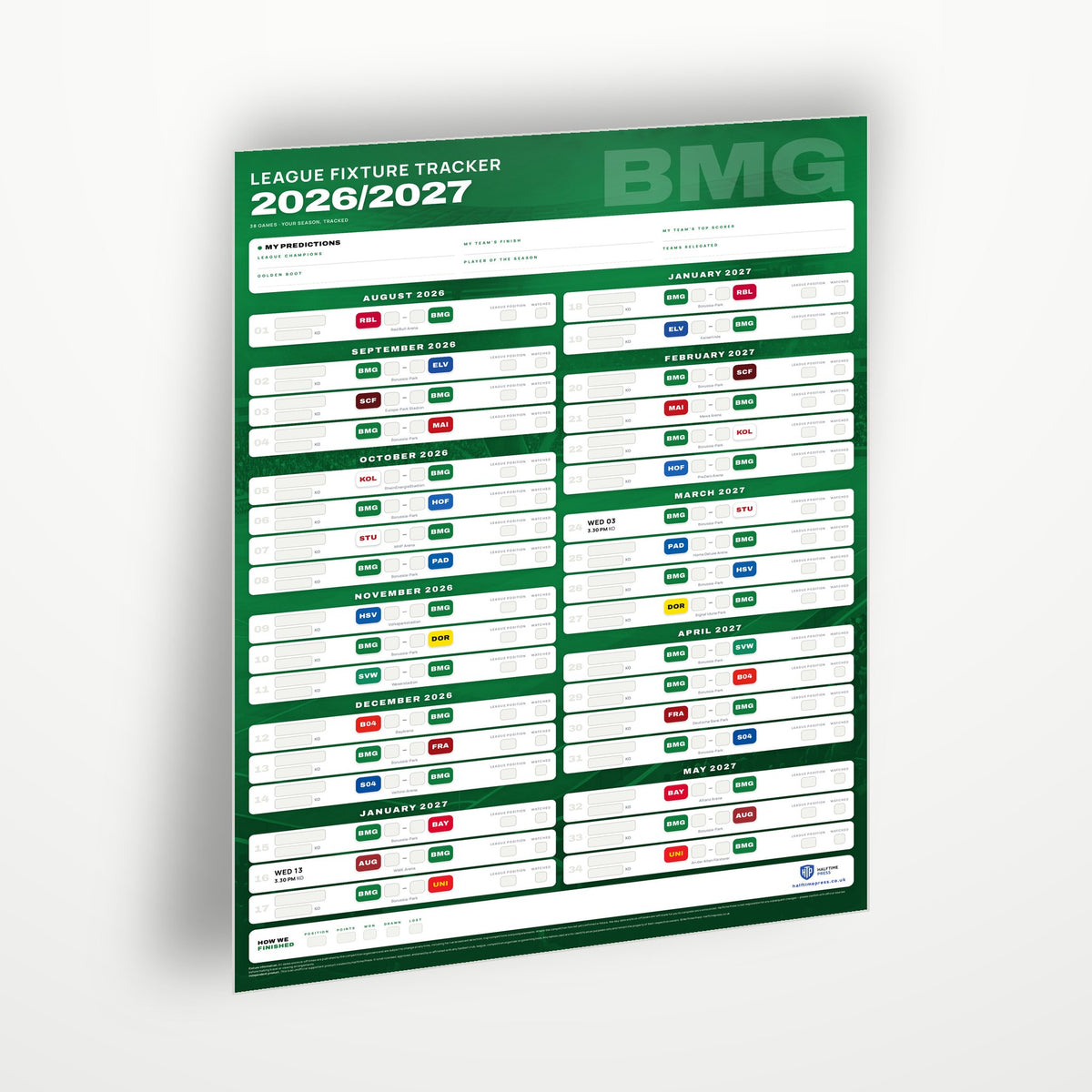Bundesliga Fixture Wallchart 2026/27