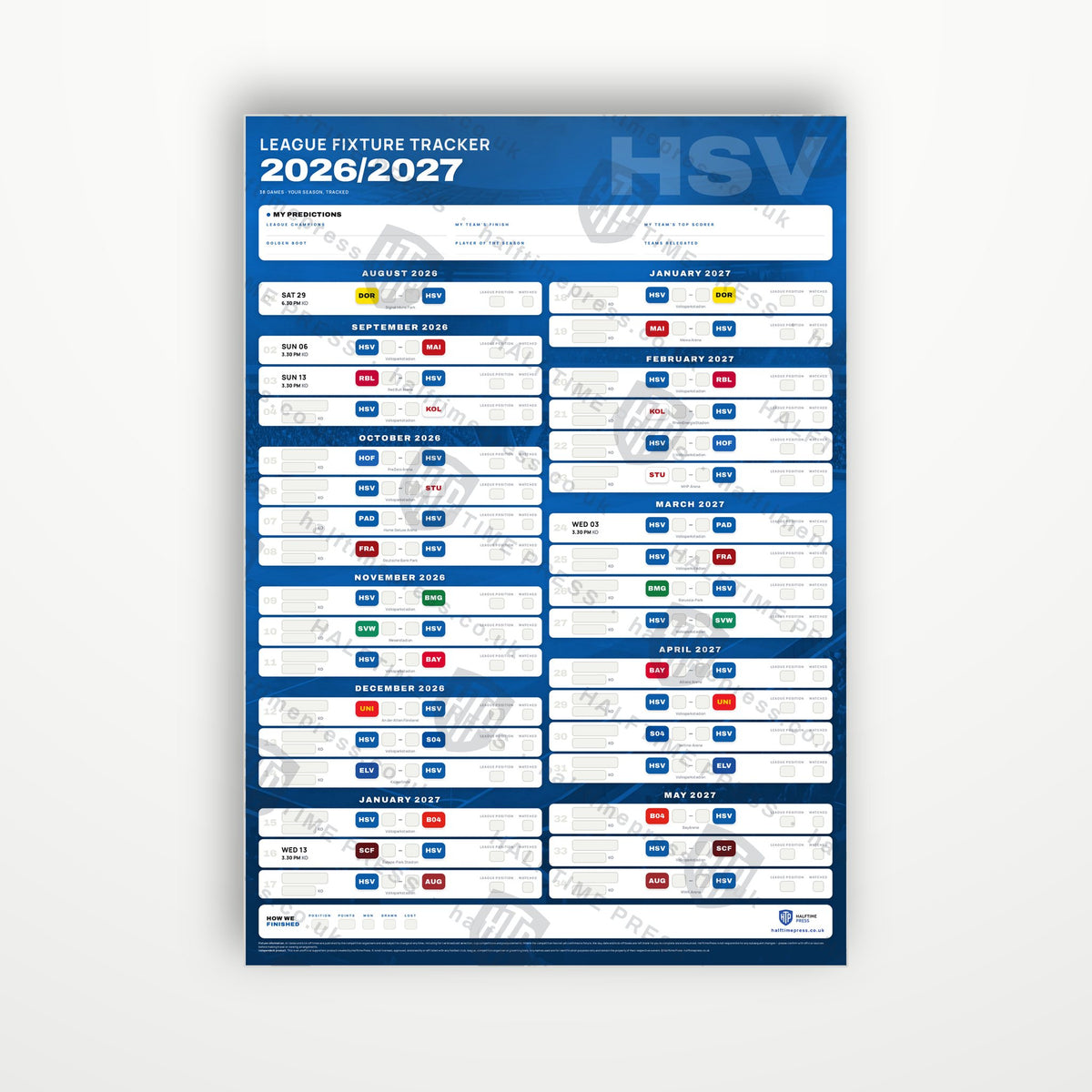 Bundesliga Fixture Wallchart 2026/27