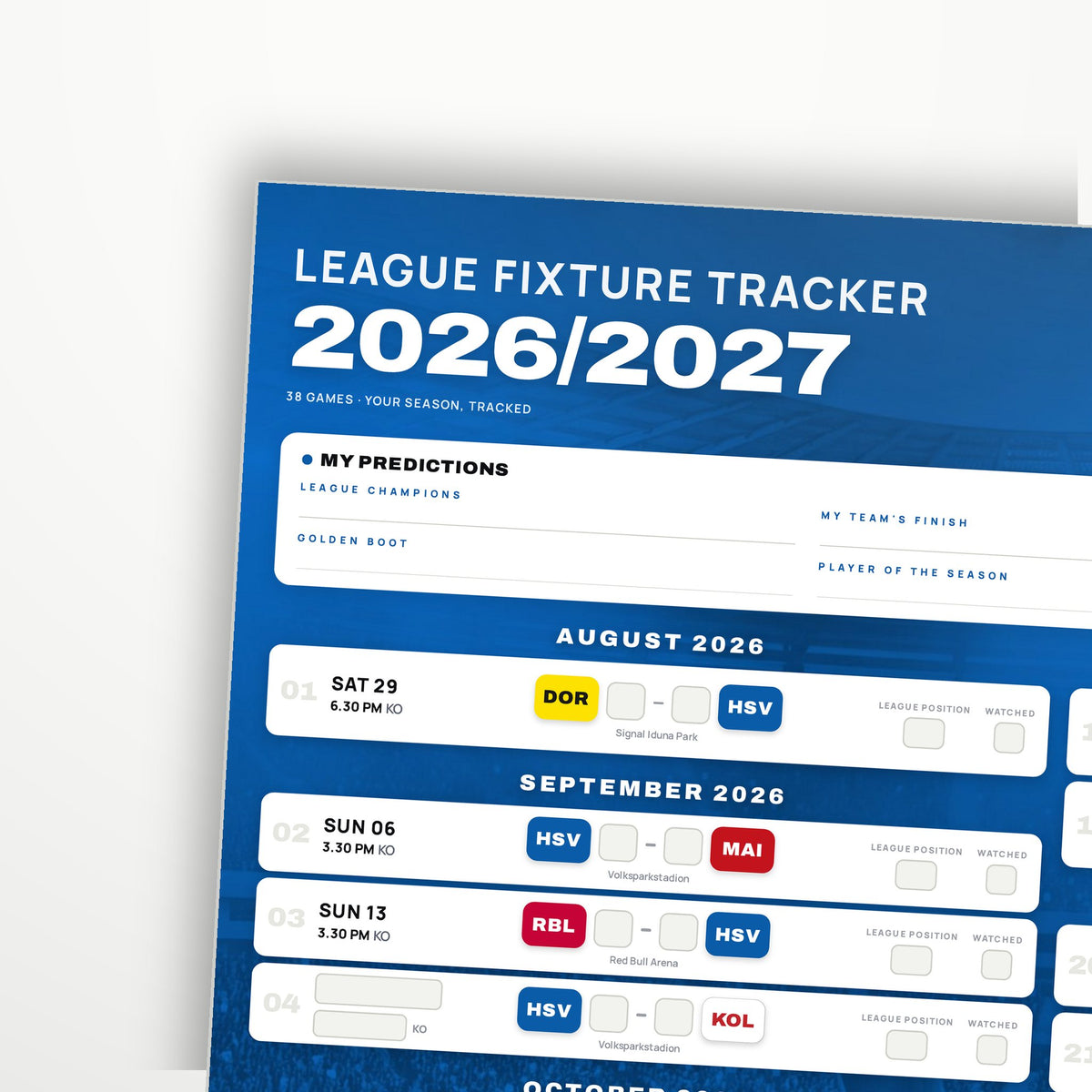 Bundesliga Fixture Wallchart 2026/27