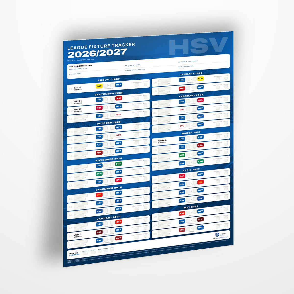 Bundesliga Fixture Wallchart 2026/27