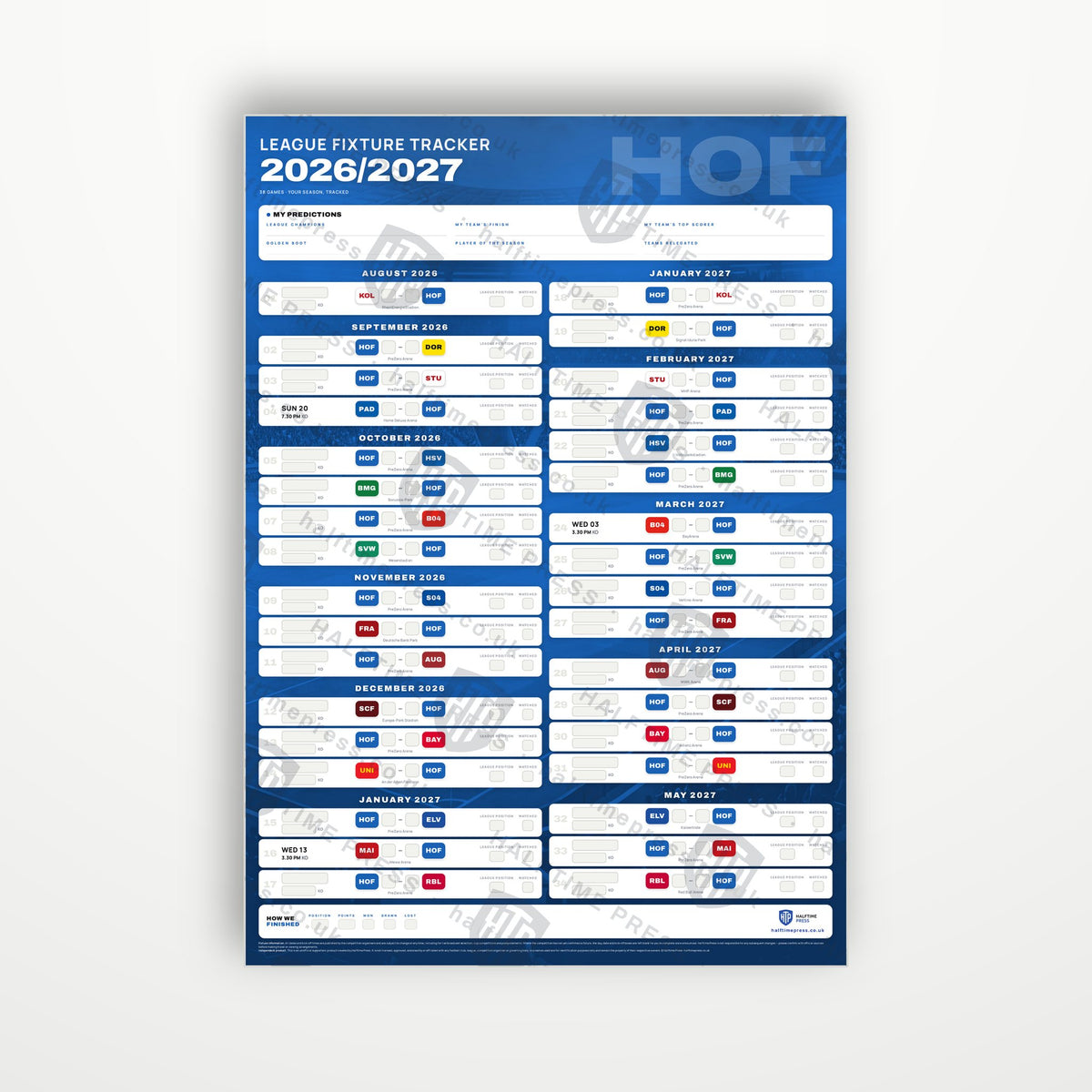 Bundesliga Fixture Wallchart 2026/27