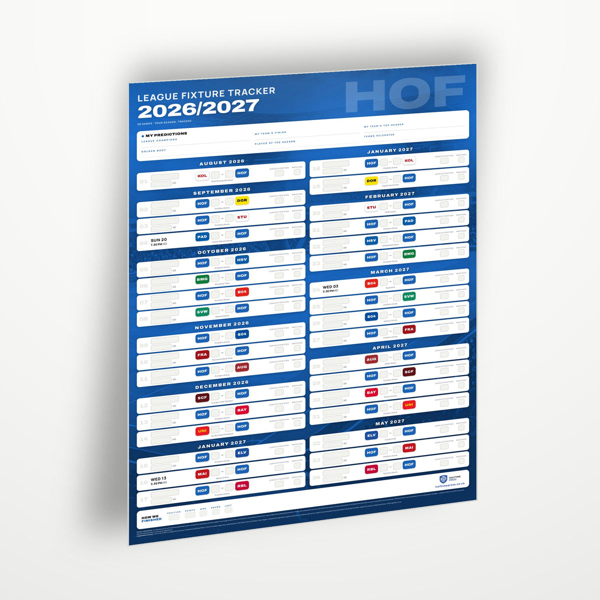 Bundesliga Fixture Wallchart 2026/27