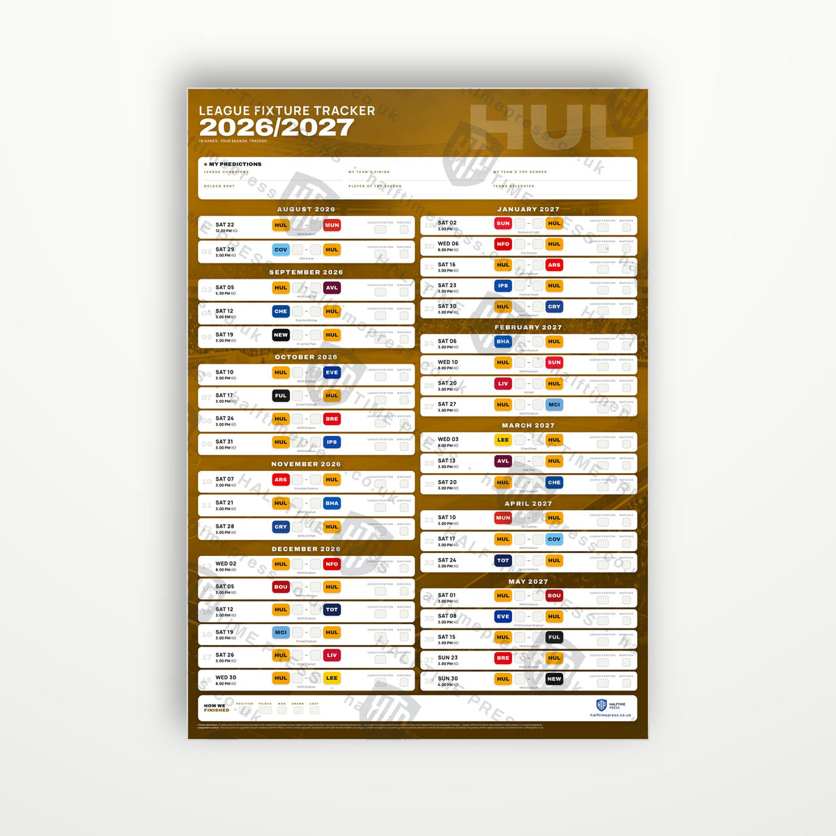 Premier League Fixture Wallchart 2026/27