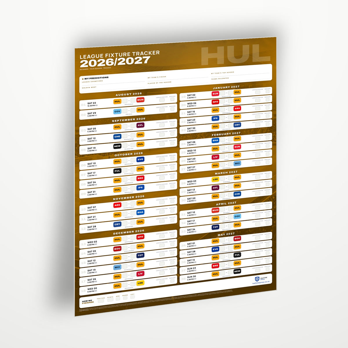 Premier League Fixture Wallchart 2026/27