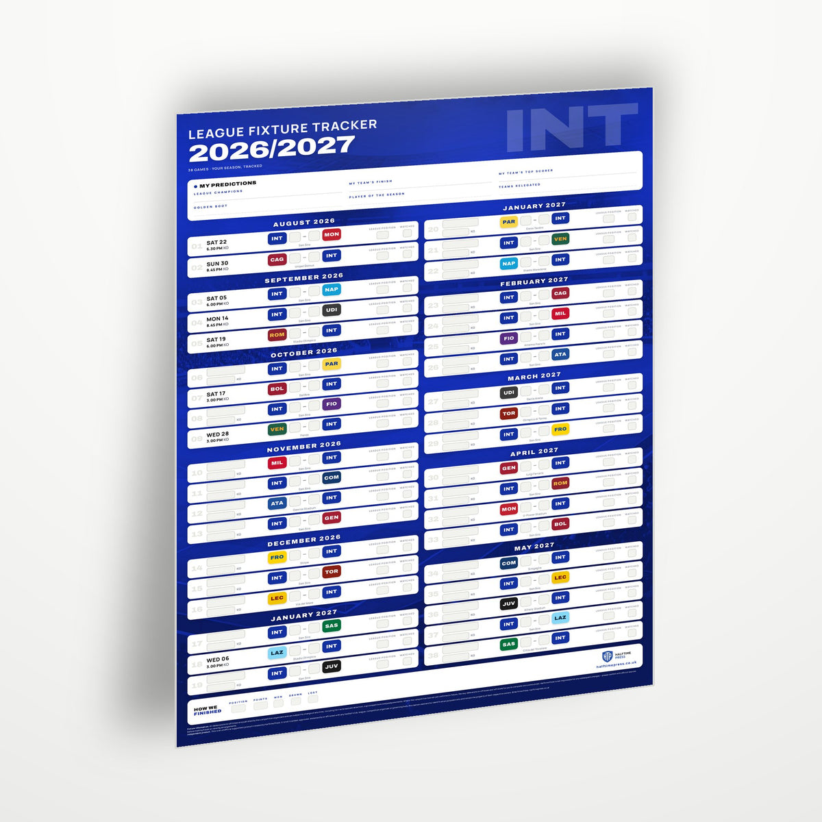 Serie A Fixture Wallchart 2026/27