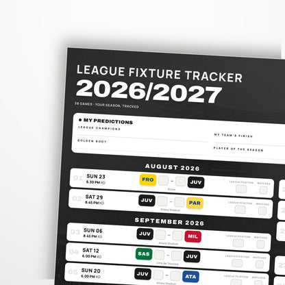 Serie A Fixture Wallchart 2026/27