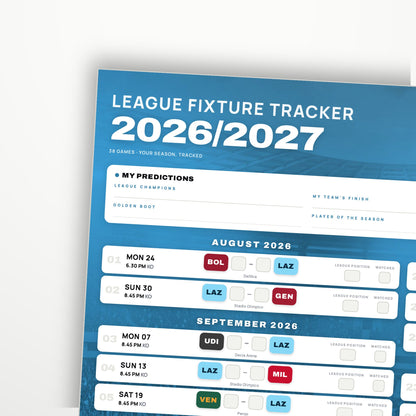 Serie A Fixture Wallchart 2026/27