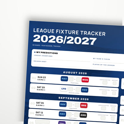 Ligue 1 Fixture Wallchart 2026/27