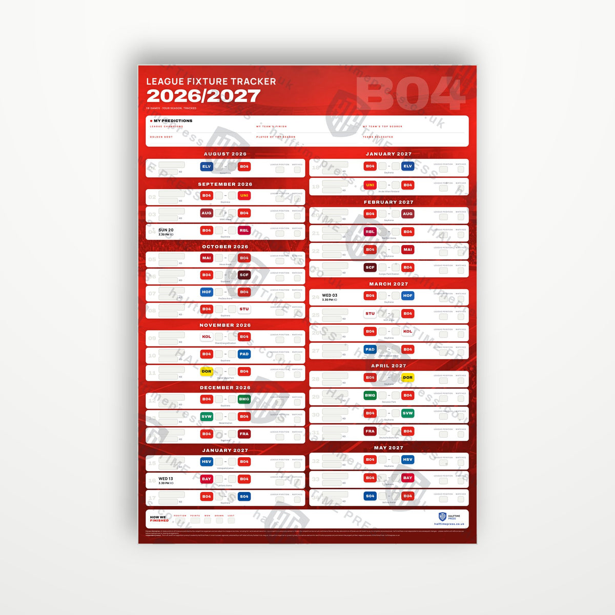 Bundesliga Fixture Wallchart 2026/27