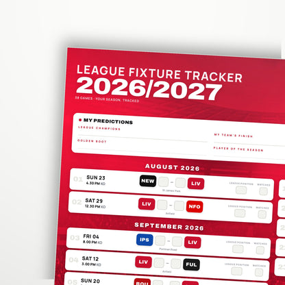Premier League Fixture Wallchart 2026/27