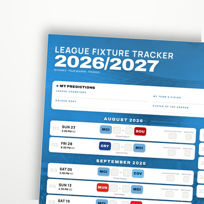 Premier League Fixture Wallchart 2026/27