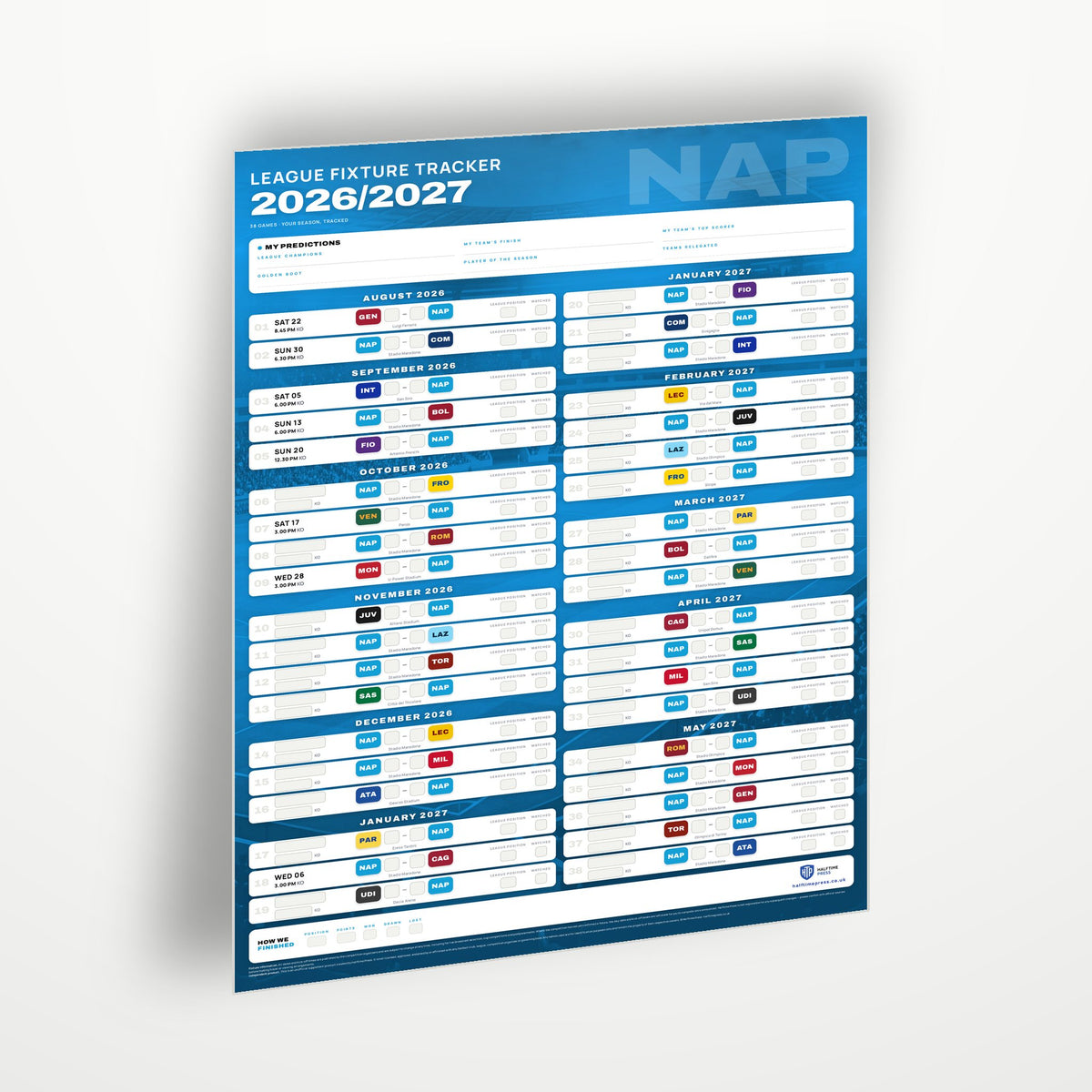 Serie A Fixture Wallchart 2026/27