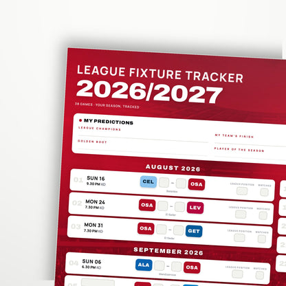 La Liga Fixture Wallchart 2026/27