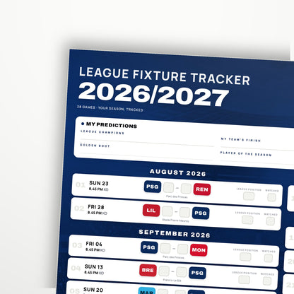 Ligue 1 Fixture Wallchart 2026/27