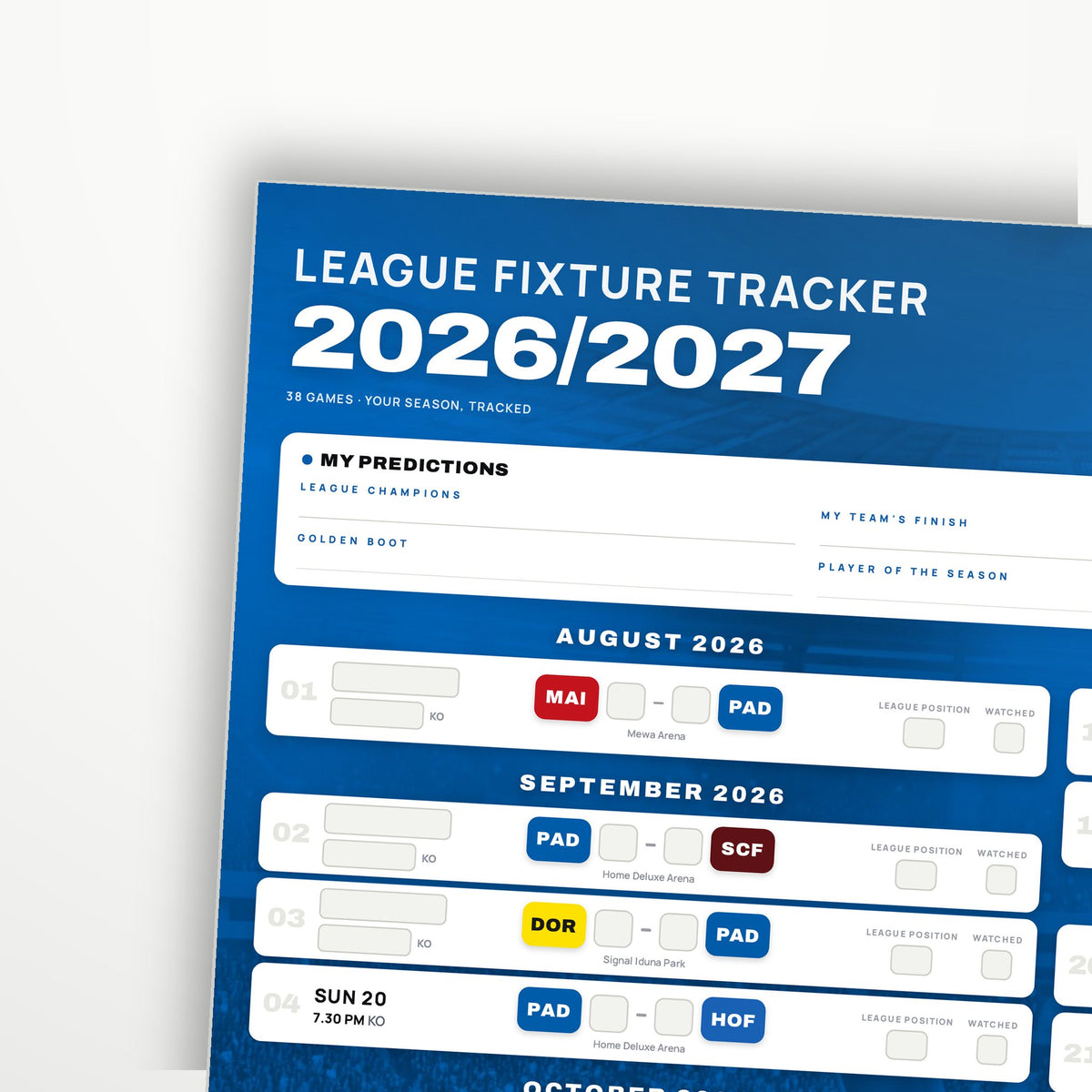 Bundesliga Fixture Wallchart 2026/27