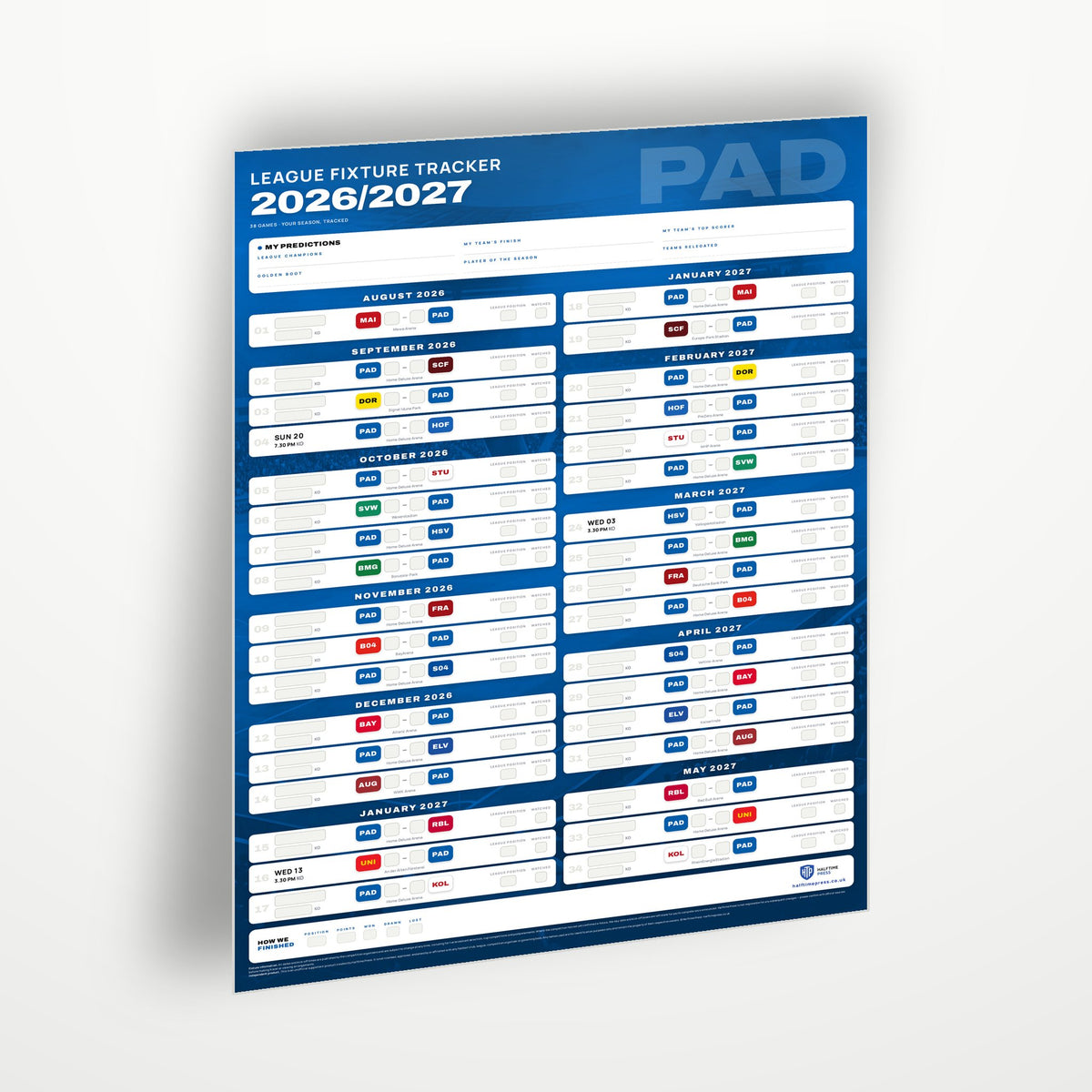 Bundesliga Fixture Wallchart 2026/27