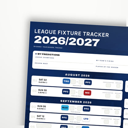 Ligue 1 Fixture Wallchart 2026/27