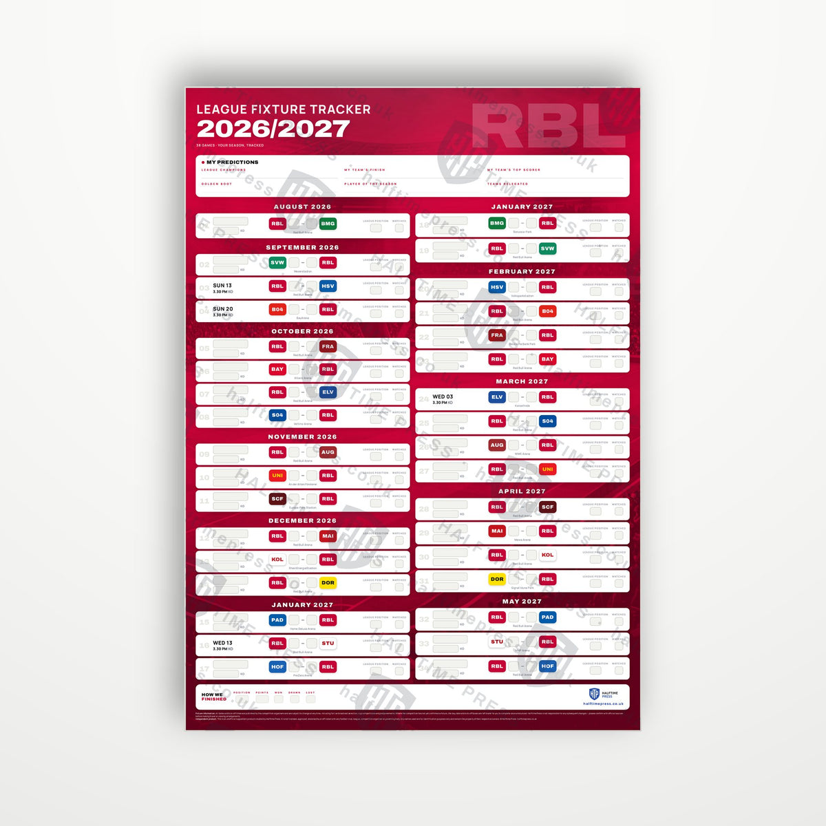 Bundesliga Fixture Wallchart 2026/27
