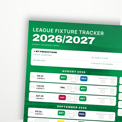 La Liga Fixture Wallchart 2026/27