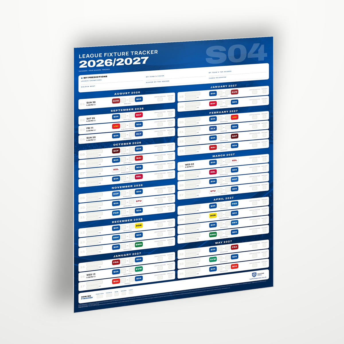 Bundesliga Fixture Wallchart 2026/27