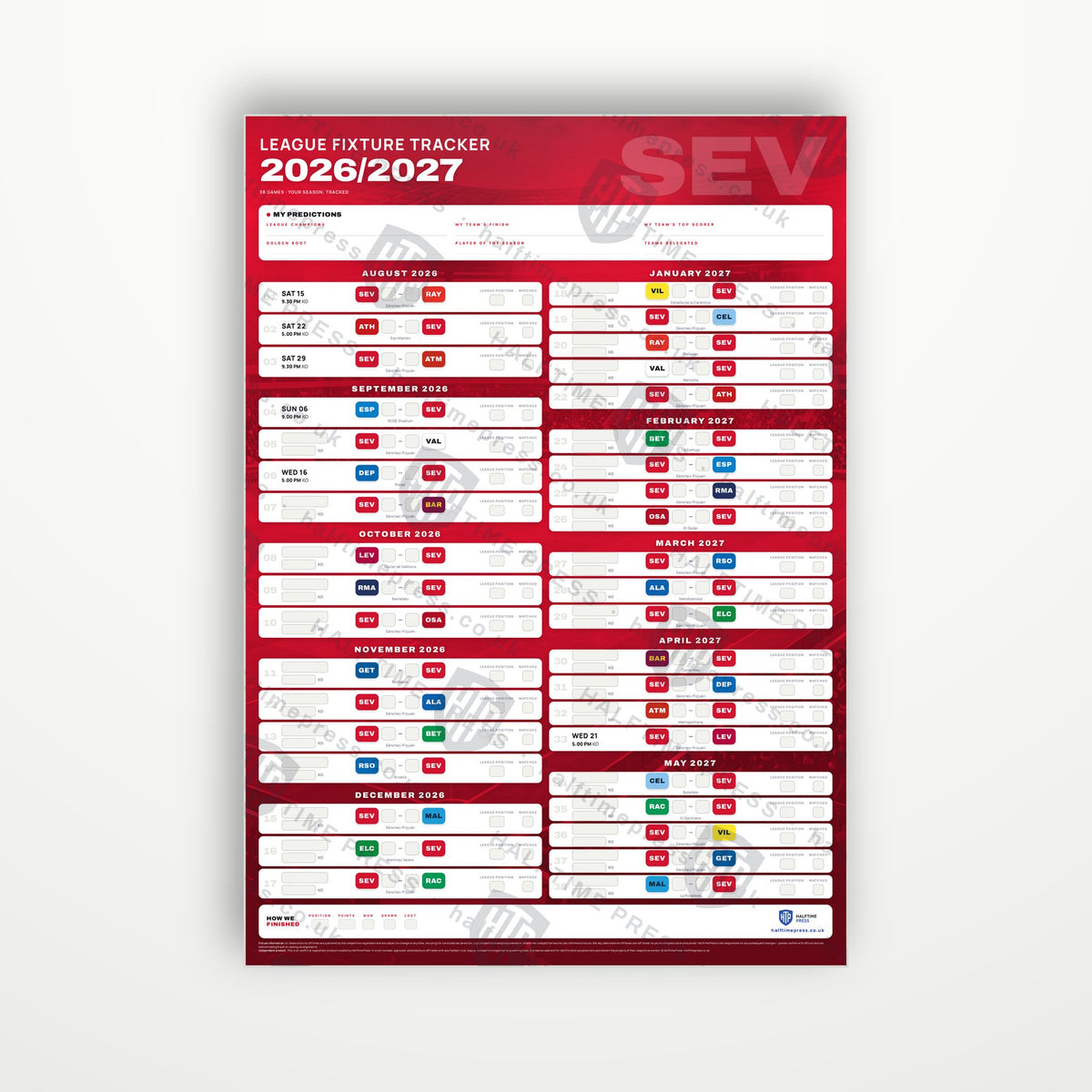 La Liga Fixture Wallchart 2026/27