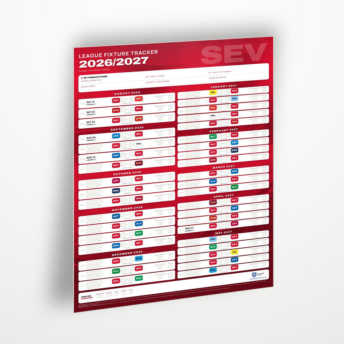 La Liga Fixture Wallchart 2026/27