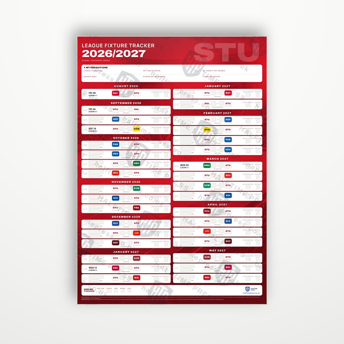Bundesliga Fixture Wallchart 2026/27