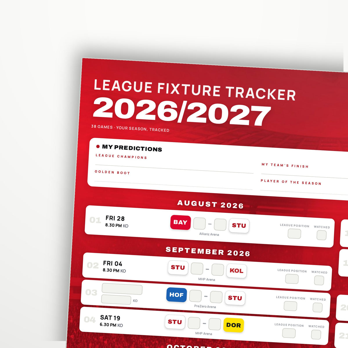 Bundesliga Fixture Wallchart 2026/27