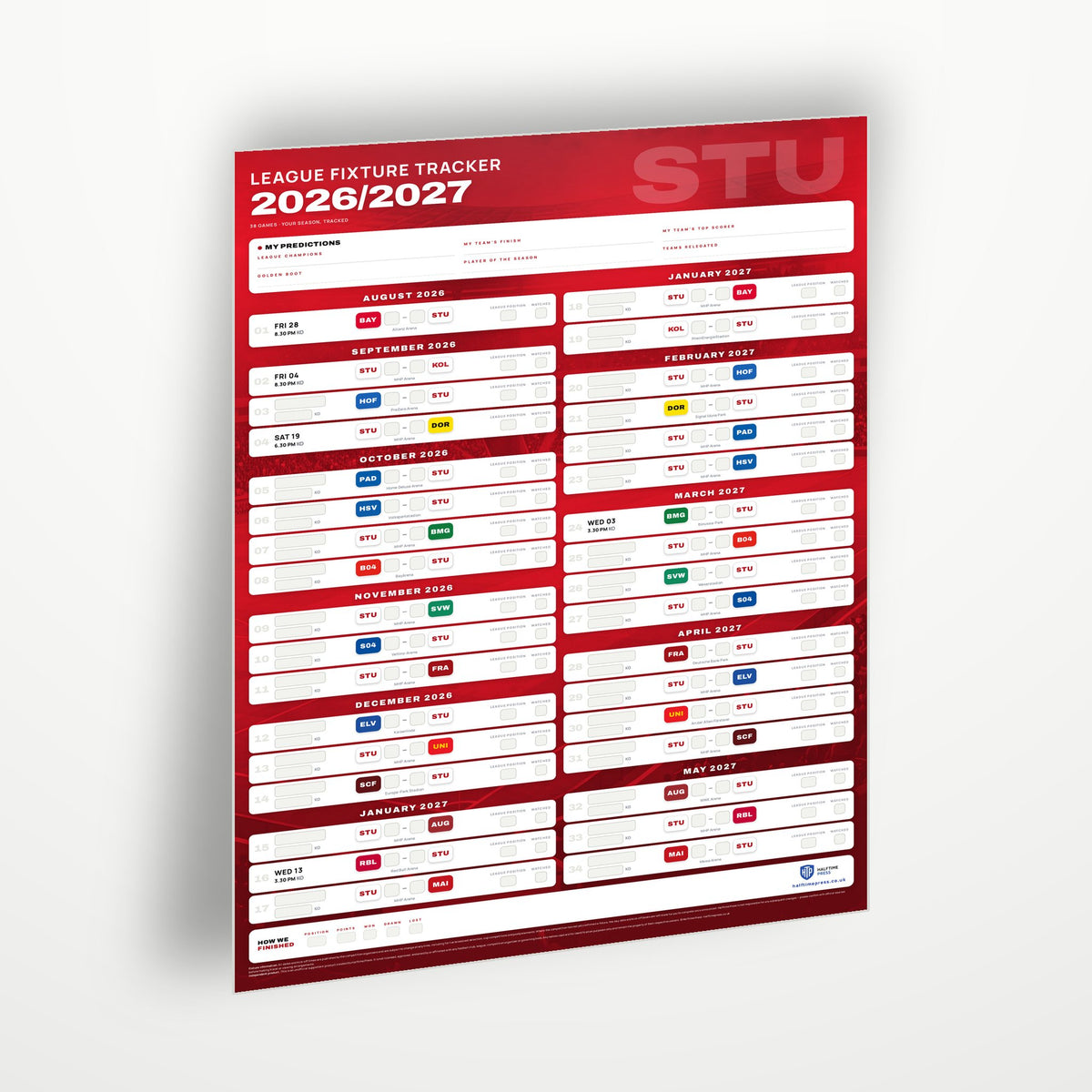 Bundesliga Fixture Wallchart 2026/27