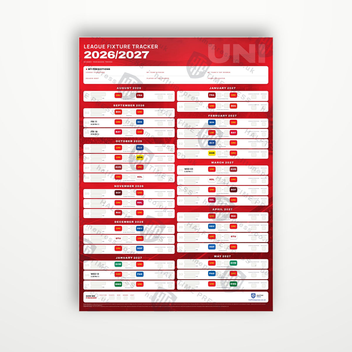 Bundesliga Fixture Wallchart 2026/27